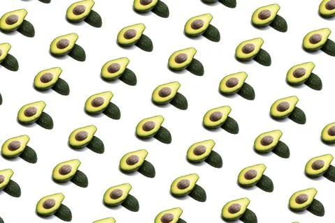 Pattern of avocado isolated on the white background. Stock Photos
