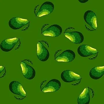 Pattern avocado ripe sketch hand drawn illustration Stock Illustration