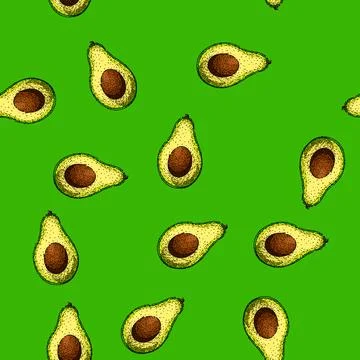 Pattern avocado slice sketch hand drawn illustration Stockillustratie