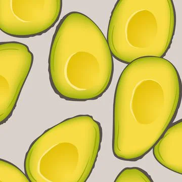 Pattern with avocados. Half avocado? pattern. Food background. Wallpaper, pri 库存插图