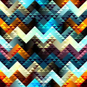 Pattern in aztecs style on chevron background. Stock Illustration