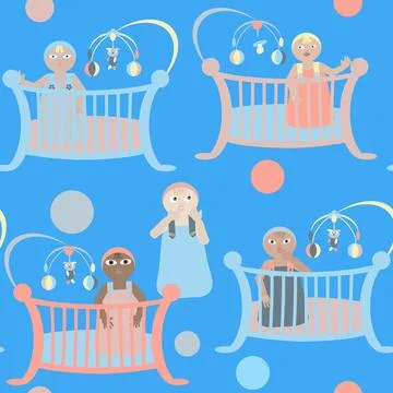 Pattern with babies and pacifiers without background Stock Illustration