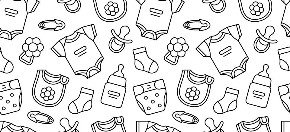 Pattern with Baby clothes Stock Illustration