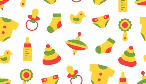 Pattern with baby things Stock Illustration