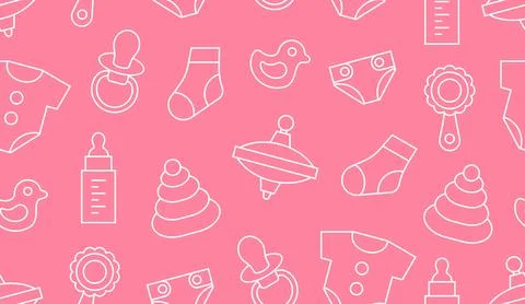 Pattern with baby things Stock Illustration