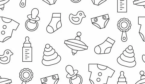 Pattern with baby things Stock Illustration