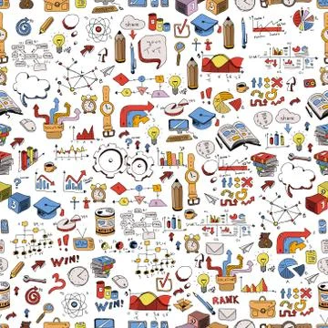 Pattern Back to Schook. Concept of education. School background with hand dra Stock Illustration