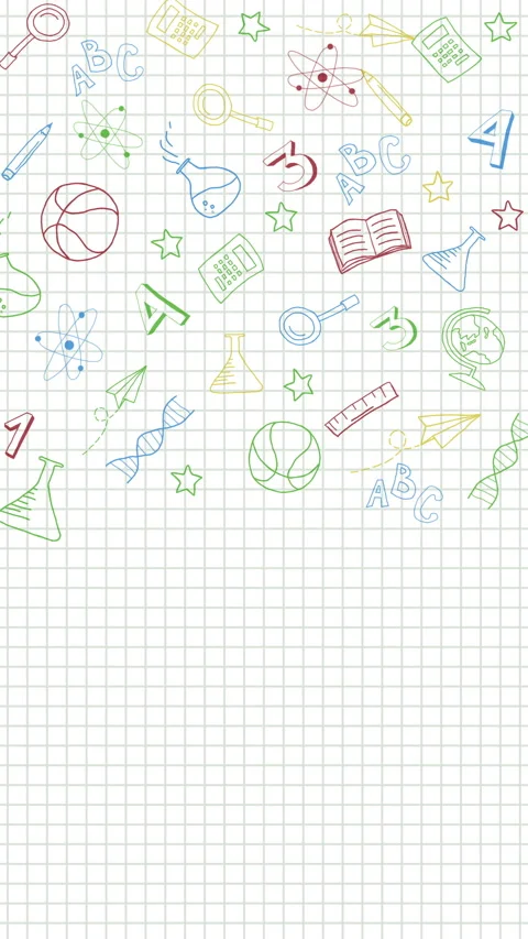 Pattern back to school and education with modern thin line icons school supplies Stock Footage 313241680