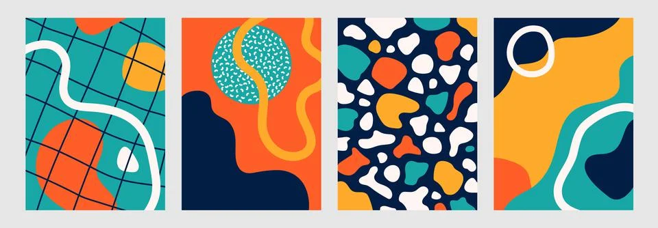 Pattern background with abstract form, organic shapes vector illustration set Stock Illustration