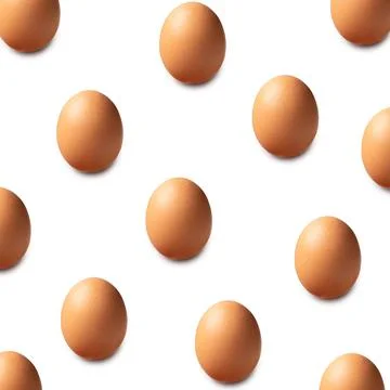 Pattern background with brown chicken eggs isolated on white background cutou Stock Photos