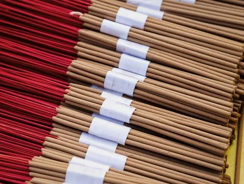 Pattern Background of Bundles of Joss Sticks for Praying at Buddhist Temple Stock Photos