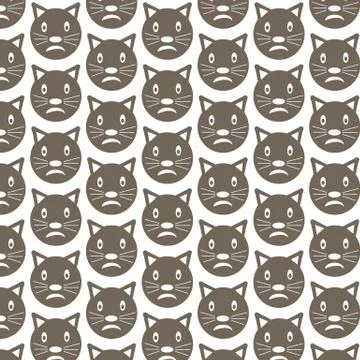 Pattern background Cat Face emotion Icon Stock Illustration