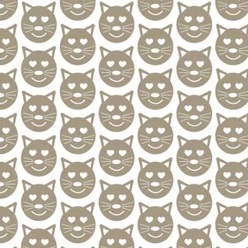 Pattern background Cat Face emotion Icon Stock Illustration