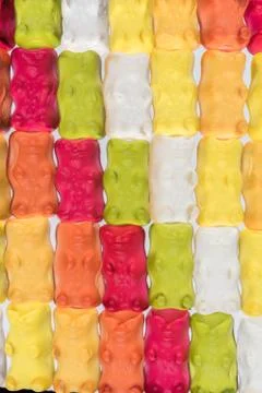 Pattern background close up candy bears colorful Foto stock