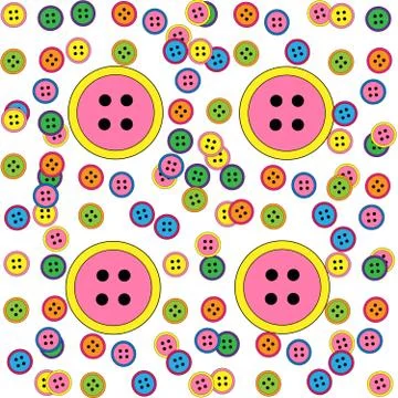 Pattern background colored rose buttons large small Stock Illustration