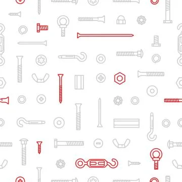 Pattern background construction hardware, screws, bolts, nuts and rivets Stockillustratie