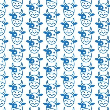 Pattern background Cow Face emotion Icon Stock Illustration