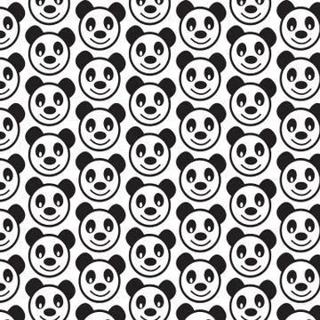 Pattern background Cute panda emotion Icon Illustrazione stock