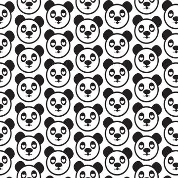 Pattern background Cute panda emotion Icon Illustrazione stock
