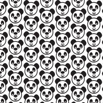 Pattern background Cute panda emotion Icon Illustrazione stock