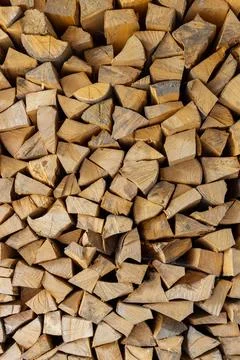 Pattern background flat lay stack of natural wood logs, wooden tree oak Stock Photos