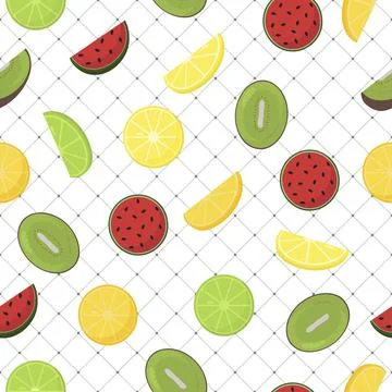 Pattern background with fruits, seamless - vector design Stock Illustration