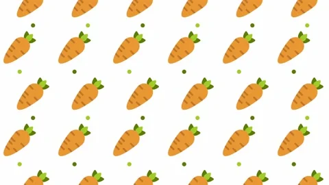 Pattern background with orange carrots. Carrot vegetable animation. Cute pa.. Stock Footage 229527548