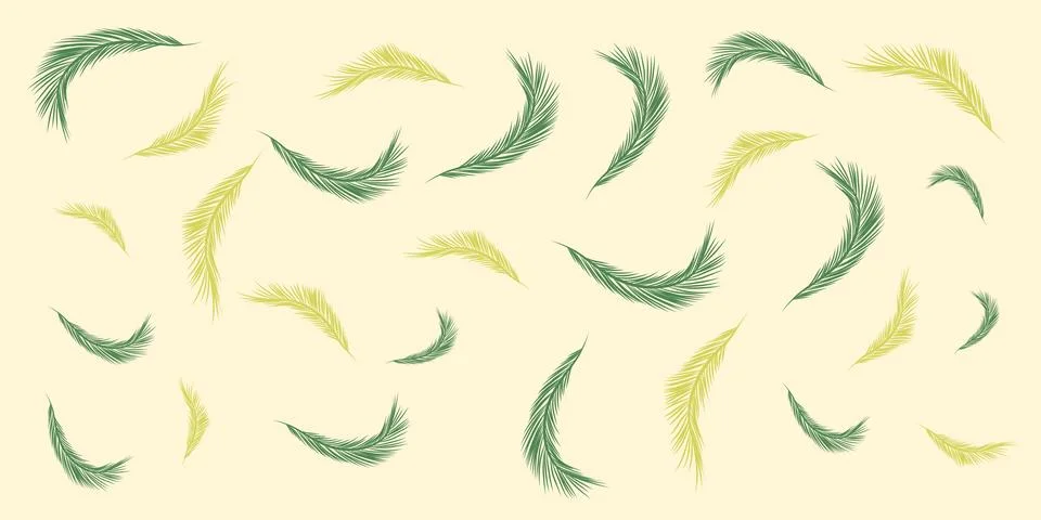 Pattern Background with Palm Leaves of Various Sizes Colored in Shades of G.. Stock Illustration