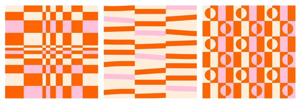 Pattern background set in vintage retro 70s style vector illustration 스톡 일러스트