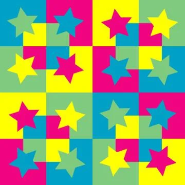 Pattern background with squares and stars. Stock Illustration