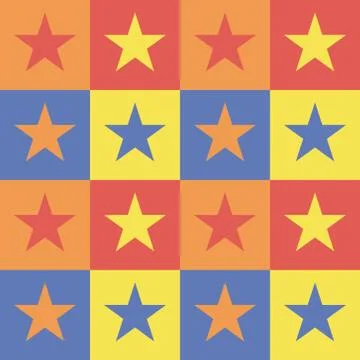 Pattern background with squares and stars. Illustrazione stock