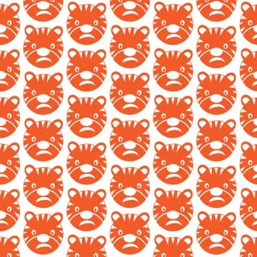 Pattern background Tiger Face emotion Icon Stock Illustration