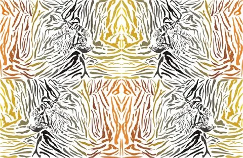 Pattern background tiger with head Illustrazione stock