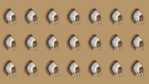 Pattern background with traditional Native American chief headdresses for H.. Stock Illustration