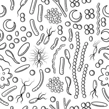 Pattern with Bacteria And Virus Stock Illustration