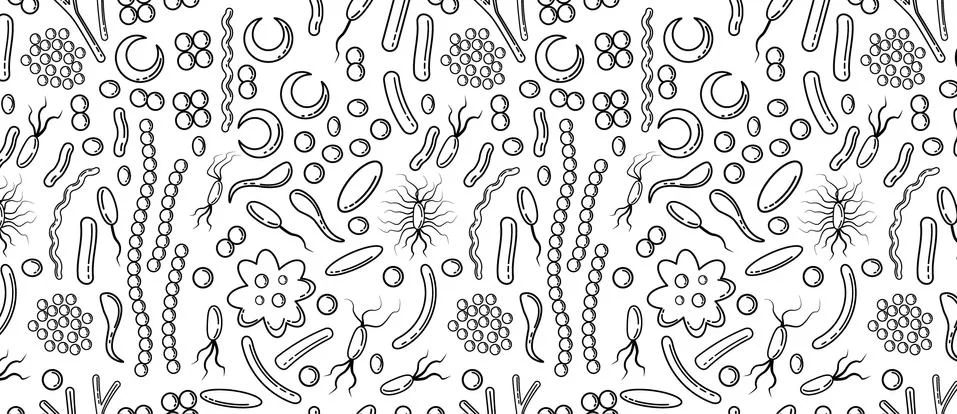 Pattern with Bacteria And Virus Stock Illustration