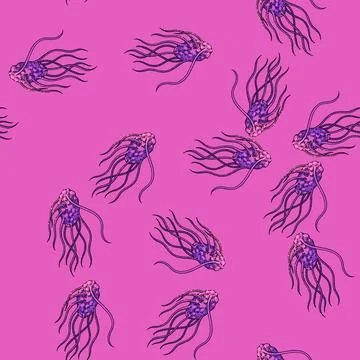 Pattern bacteria cell sketch hand drawn 스톡 일러스트