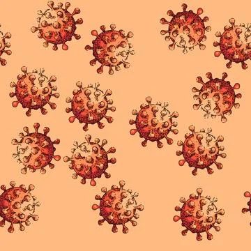 Pattern bacteria corona sketch hand drawn Stock Illustration