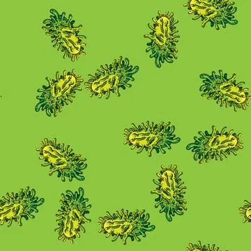 Pattern bacteria virus sketch hand drawn Stock Illustration