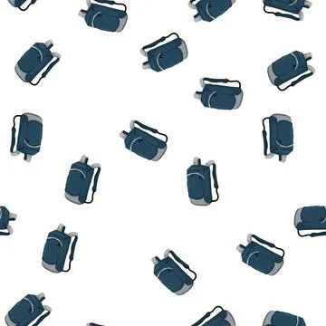 Pattern bag backpack camp cartoon vector 库存插图
