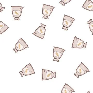 Pattern Bag of grain ingredients for baking bread イラスト素材