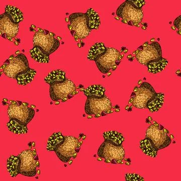 Pattern bag treasure gold sketch hand drawn Stock Illustration