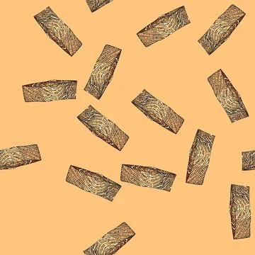 Pattern baked fish fillet sketch hand drawn Stock Illustration