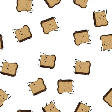 Pattern bakery bread character cartoon vector Stock Illustration