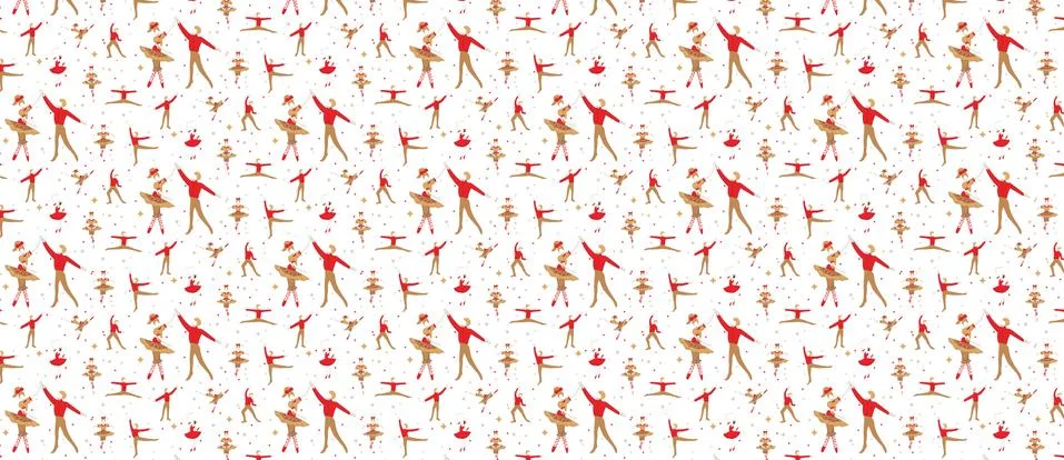 Pattern with ballet dancers in motion. flat style. Stock Illustration