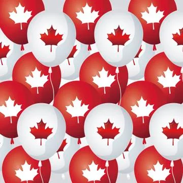Pattern of balloons helium with maple leafs canada 스톡 일러스트