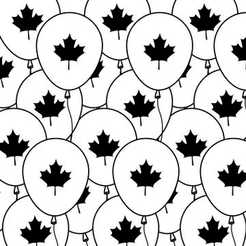 Pattern of balloons helium with maple leafs canada Stock Illustration