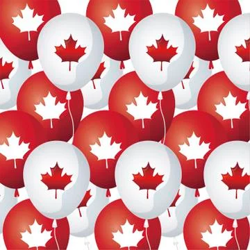 Pattern of balloons helium with maple leafs canada Illustrazione stock