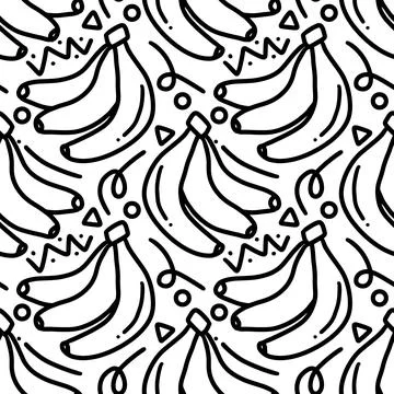 Pattern of banana hand drawing Stock Illustration