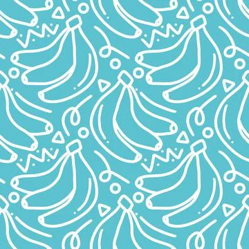 Pattern of banana hand drawing Stock Illustration